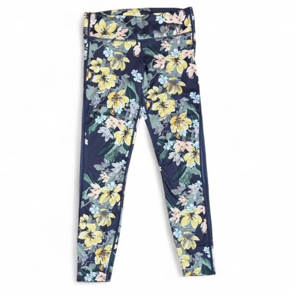 JoyLab Pants - JoyLab High-Rise 7/8 Leggings Floral with Sheer Mesh Side Panels - Small